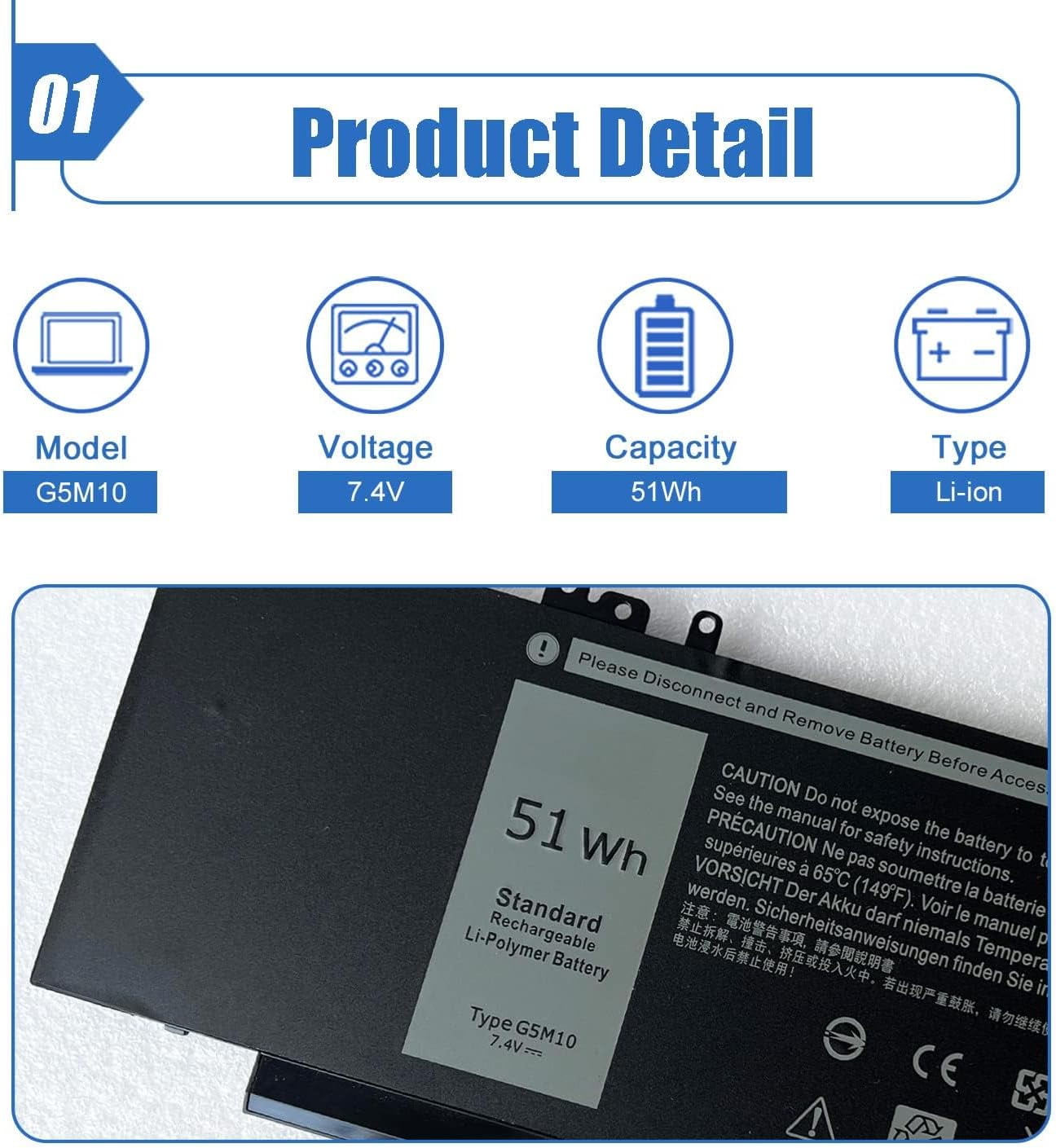 VHBW Akku Ersatz für Dell 451-BBLN, 0WYJC2