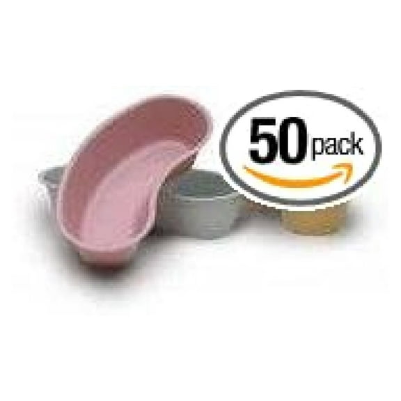 Emesis Basins 50 Pack - 500cc Graduated Basin, 8.5" Mauve Plastic - 16oz/474mL Capacity - Medical Waste Receptacle for Hospitals, Clinics, Home Healthcare