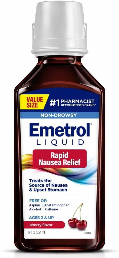 Emetrol Nausea and Upset Stomach Relief Liquid Medication, Cherry, Value Size, 12 fl oz
