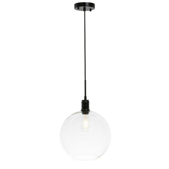 Emett 1 light Black and Clear glass pendant