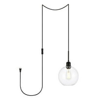 Emett 1 light Black and Clear glass plug in pendant