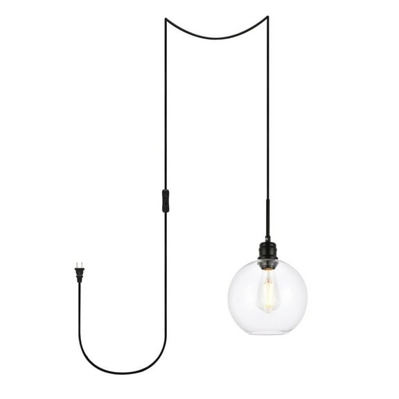 Emett 1 light Black and Clear glass plug in pendant