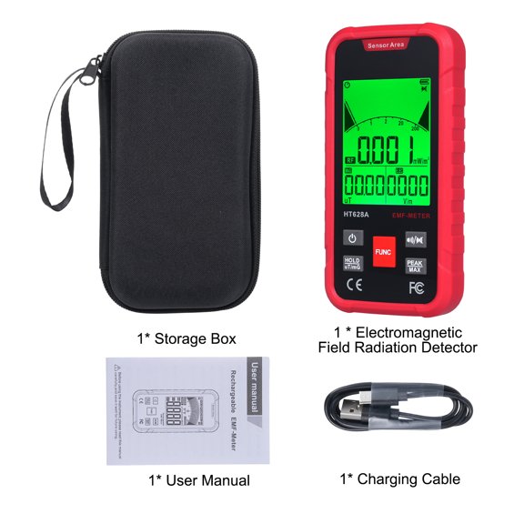 Emf 3in1 Electromagnetic Field Radiation Detector EMF Meter For AC Magnetic Field, Electric Field, Microwave Radiation Intensity Data Hold Acousto-optic Alarm