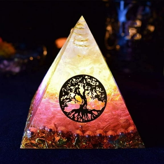 Emf Protection Orgonite Pyramid Tree of Life Ariel Maripura Sahasrara Chakra Resin Pyramid Handcrafts Home Ornaments8cm/3.15inches,XXX-Large Handcrafted