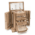 thumbnail image 1 of Emfogo Jewelry Box for Women, Rustic Wooden Jewelry Boxes & Organizers with Mirror, 4 Layer Jewelry Organizer Box Display for Rings Earrings Necklaces Bracelets (Rustic Brown), 1 of 7