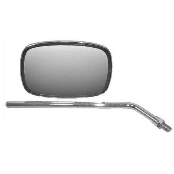 Emgo Universal Rectangular Motorcycle Mirror, Chrome Die-Cast, 10mm Left/Right Handlebar Mount, 5"x4" Head, Street (20-21710)
