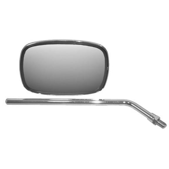 Emgo Universal Rectangular Motorcycle Mirror, Chrome Die-Cast, 10mm Left/Right Handlebar Mount, 5"x4" Head, Street (20-21710)