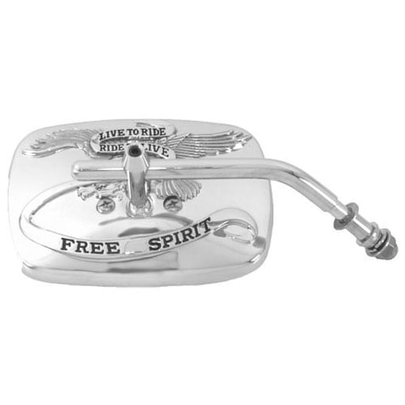 Emgo Live to Ride Custom Handlebar Mirror - Chrome, Rectangle, Left-Hand, 5" x 3-3/4" Face, Clamp-On Mount for 1" Bars (20-31703A)