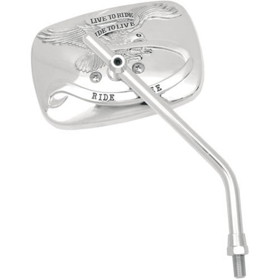 Emgo "Ride Free" Universal Rectangular Side View Mirror - Chrome Steel - Right - M10 x 1.25 - Handlebar Mount (20-31754A)