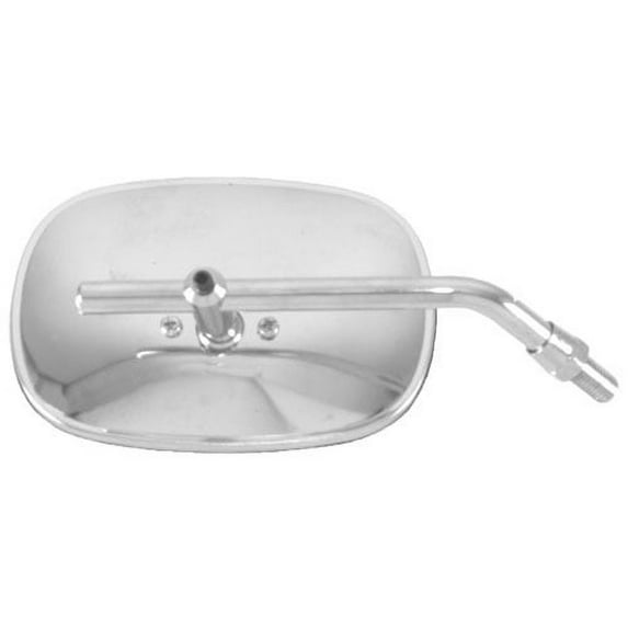 Emgo Universal Rectangular Side View Mirror - Chrome Stamped Steel, Handlebar Mount, M10 x 1.25, Left/Right, Street Bike (20-34900)