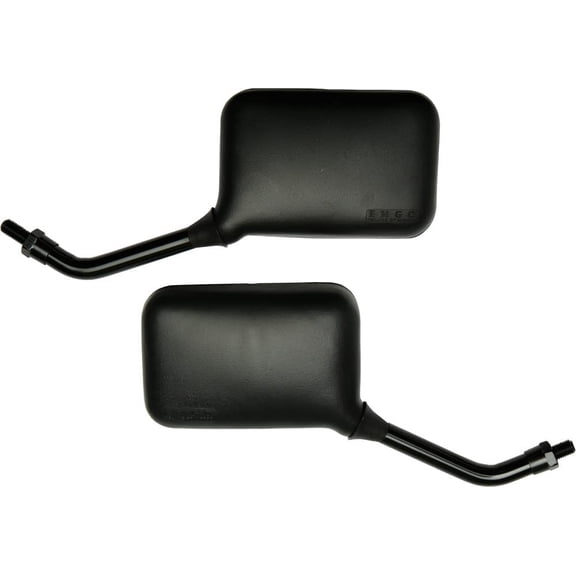 Emgo Universal Rectangular GP Deluxe Mirrors, Short Stem, 10mm Mount, Matte Black, True Vision Lens, Left/Right Pair (20-78203)