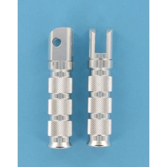 Emgo 50-11231 Round Style Footpegs - Rider - Silver