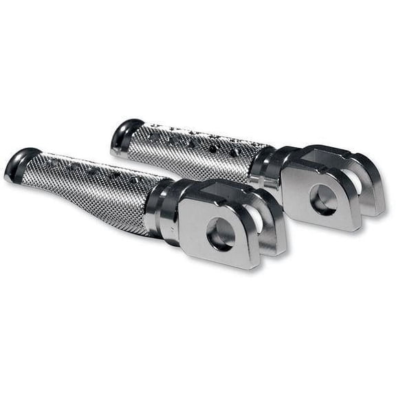 Emgo 50-11371A Slash-Cut Style Footpegs - Rider - Silver