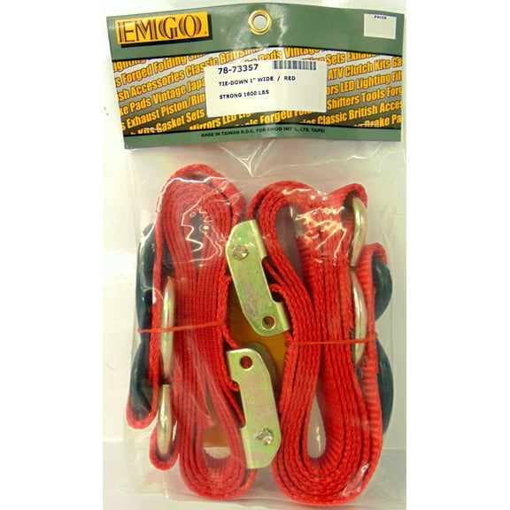 Emgo Motorcycle ATV Quick Pull Tie Down Straps 1"x66" 1x66 Pair RED 78-73357