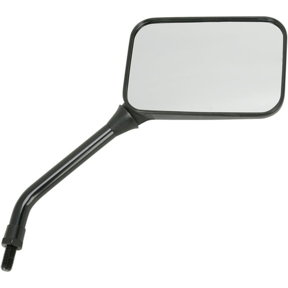 Emgo Universal Rectangular Side View Mirror, Right Side, Long Stem, Matte Black, 10mm Thread, 130mm x 85mm (20-78227)