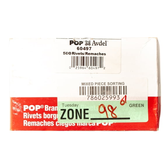 Emhart POP 500 pc Aluminum Blind Rivet 3/16" Diameter 5/8"-3/4" Grip Range 60497