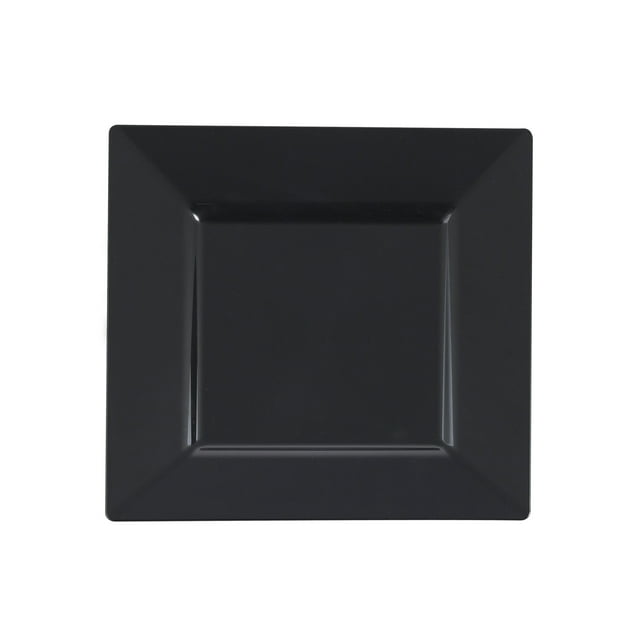 Emi Yoshi 10 3/4" Black Square Dinner Plastic Plate