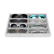 Emibele 8 Grids Glasses Organizer Jewelry Tray, Velvet Tray Watch Storage Stackable Jewelry Showcase Display Storage with Detachable Inner Dividers, Grey