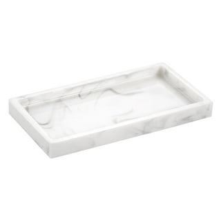 Rectangular Marble Textured Serving Dish with Metal Warming Stand
