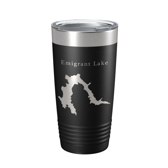 Emigrant Lake Map Tumbler Travel Mug Insulated Laser Engraved Coffee Cup Oregon 20 oz Black