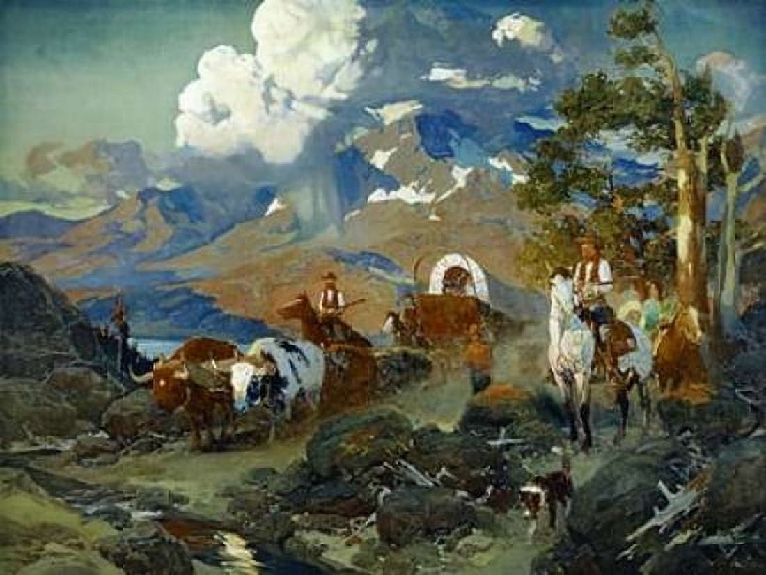 Emigrant Train at Donner Lake Canvas Art - David Johnson (18 x 24)