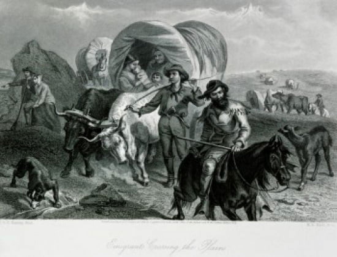 Emigrants Crossing the Plains c 1872-74 Felix Octavius Carr Darley (1822-1888) Etching Canvas Art - Octavius Carr Darley (18 x 24)
