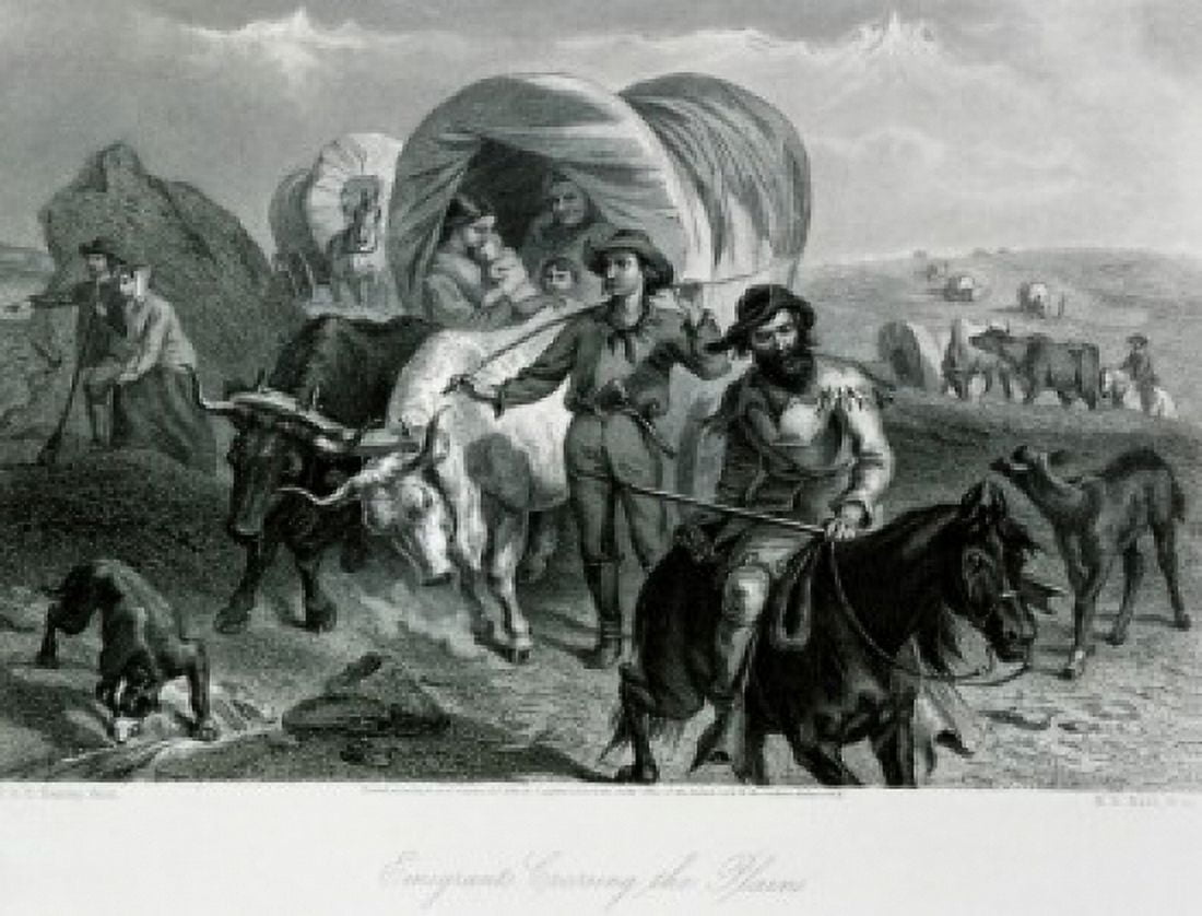 Emigrants Crossing the Plains c 1872-74 Felix Octavius Carr Darley (1822-1888) Etching Canvas Art - Octavius Carr Darley (24 x 36)