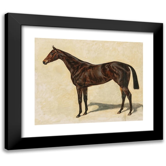 Emil Adam 24x20 Black Modern Framed Museum Art Print Titled - A Dark Brown Thoroughbred Mare