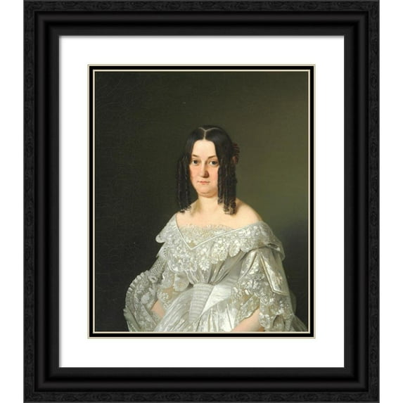 Emil Bærentzen 15x18 Black Ornate Wood Framed Double Matted Museum Art Print Titled - Portrait of Emilie Benzon