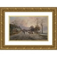 thumbnail image 1 of Emil Barbarini 18x13 Gold Ornate Wood Frame and Double Matted Museum Art Print Titled - Evening Mood Over a Village Landscape, 1 of 4