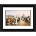 thumbnail image 1 of Emil Barbarini 24x17 Black Ornate Framed Double Matted Museum Art Print Titled: A Flower Market Before the Church of St. Charles, Vienna, 1 of 5