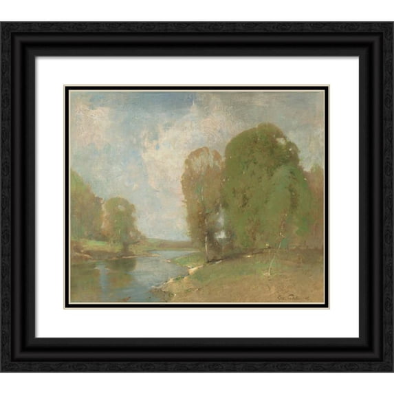 Emil Carlsen 23x20 Black Ornate Framed Double Matted Museum Art Print Titled: Meadow Brook (1905)