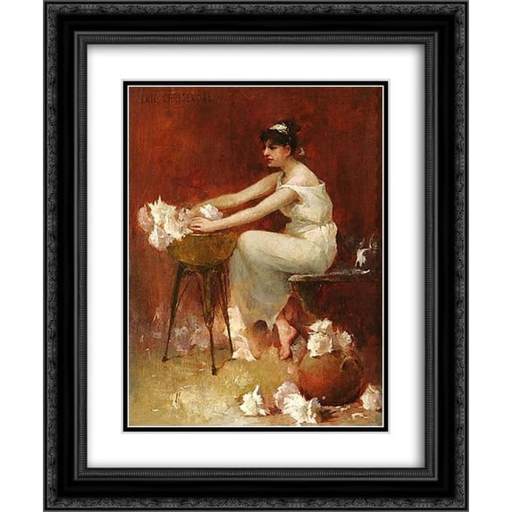 Emil Carlsen 2x Matted 20x24 Black Ornate Framed Art Print 'Arranging Flowers'