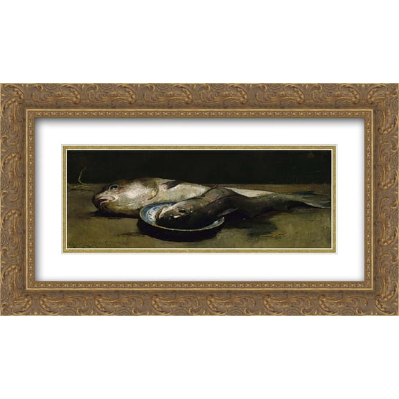 Emil Carlsen 2x Matted 24x14 Gold Ornate Framed Art Print 'Haddock'