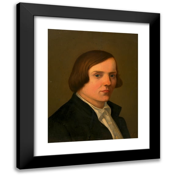 Emil Heinrich Bauch 12x14 Black Modern Framed Museum Art Print Titled - Self -Portrait Emil Heinrich Bauch (1839)