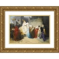 thumbnail image 1 of Emil Lauffer 18x14 Gold Ornate Wood Frame and Double Matted Museum Art Print Titled - Merlin Presenting the Future King Arthur (1873), 1 of 4