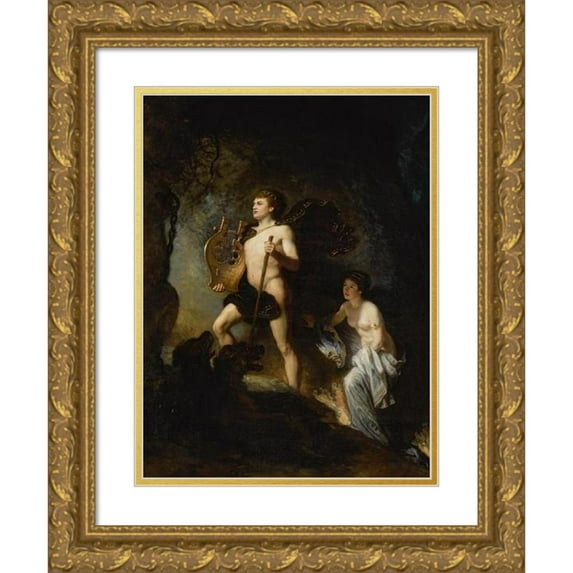 Emil Neide 11x14 Gold Ornate Wood Frame and Double Matted Museum Art Print Titled - Orpheus and Eurydice