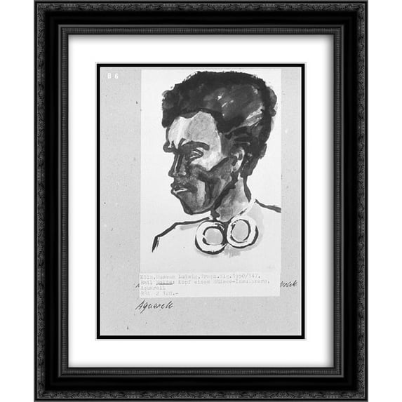 Emil Nolde 2x Matted 20x24 Black Ornate Framed Art Print 'Portrait of South Sea Islander'
