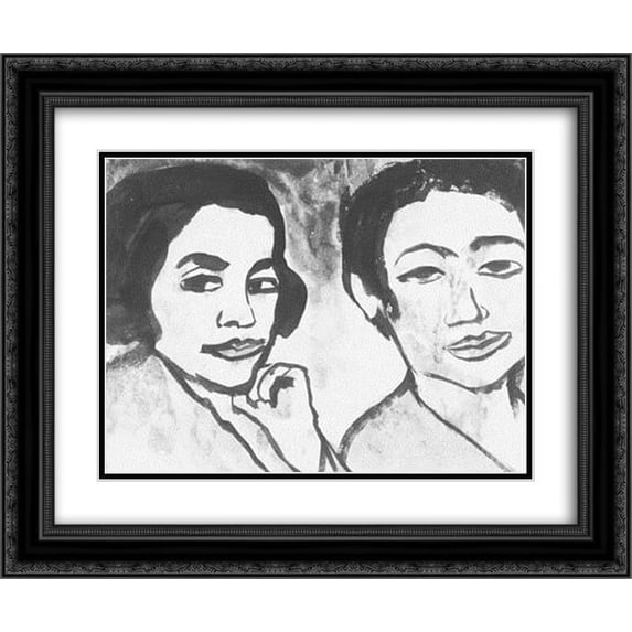 Emil Nolde 2x Matted 24x20 Black Ornate Framed Art Print 'Indonesian couple'