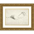 thumbnail image 1 of Emil Orlik 14x11 Gold Ornate Wood Frame and Double Matted Museum Art Print Titled - Reclining Model, 1 of 4