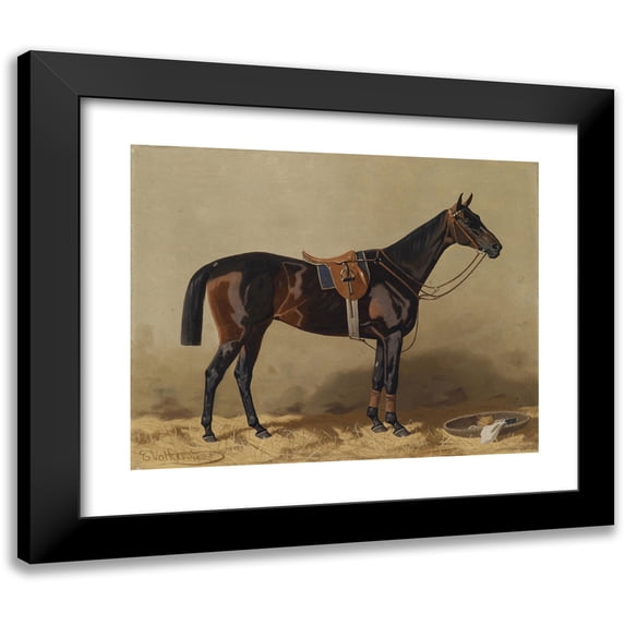 Emil Volkers 18x15 Black Modern Framed Museum Art Print Titled - Saddled Sports Horse (1895)