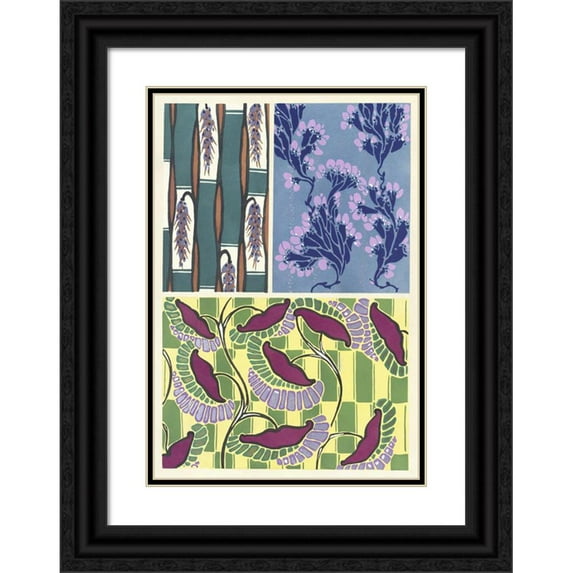 Emile-Allain Séguy 14x18 Black Ornate Wood Framed Double Matted Museum Art Print Titled - Floreal; New Pl.11 Drawings and Colors (1925)