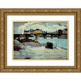thumbnail image 1 of Emile Antoine Guillier 24x18 Gold Ornate Framed and Double Matted Museum Art Print Titled - The Pont Des Arts and the Pointe De L'Ile De La Cite (1880), 1 of 4