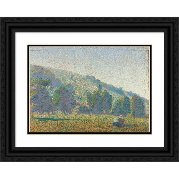 Emile Bernard 14x11 Black Ornate Wood Framed Double Matted Museum Art Print Titled: Two Breton Women in a Meadow