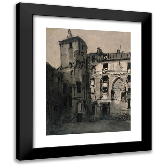 Emile Bernard 19x24 Black Modern Framed Museum Art Print Titled - The Courtyard of the Hotel De Sens