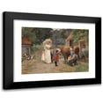 thumbnail image 1 of Emile-Charles Dameron 24x18 Black Modern Framed Museum Art Print Titled - A Visit to a Farmyard, 1 of 5