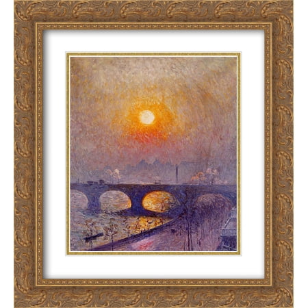 Emile Claus 2x Matted 20x24 Gold Ornate Framed Art Print 'Sunset over Waterloo Bridge'