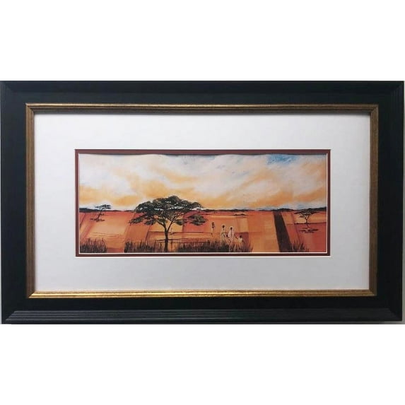 Emile Gerard "Bundu Landscape II" CUSTOM FRAMED African Art Print Generic