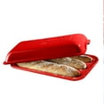 thumbnail image 1 of Emile Henri Ceramic Baguette Bread 3 Loaf Oven Baking Pan with Lid, Burgundy, 1 of 7