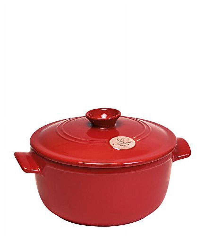 Emile Henry Flame Round Stewpot Dutch Oven, 5.5 Quart, Burgundy